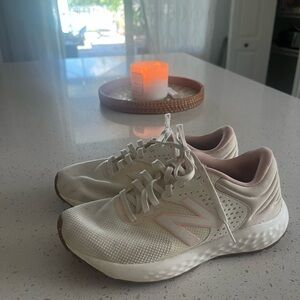New Balance Women's Cream and Pink Athletic Shoes